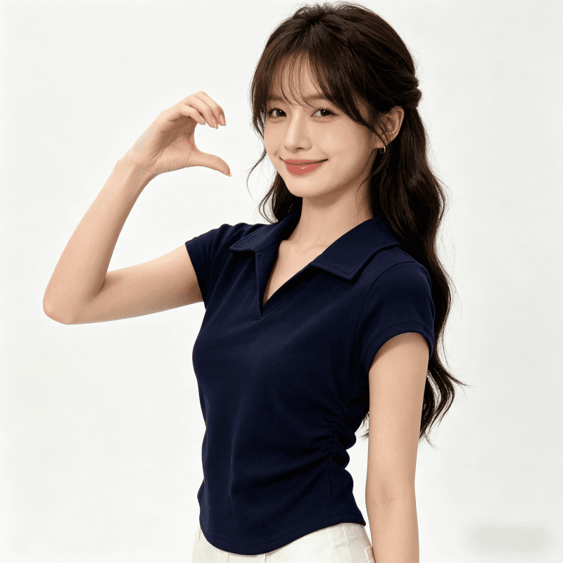 단색 쇼트 스타일 POLO 셔츠 반팔 여름 새로운 몸매 가꾸기 슬림해 보이는 맨위 한국 스타일 폴로 칼라 미니멀리즘 착용 가져 가라. 상세 이미지 10