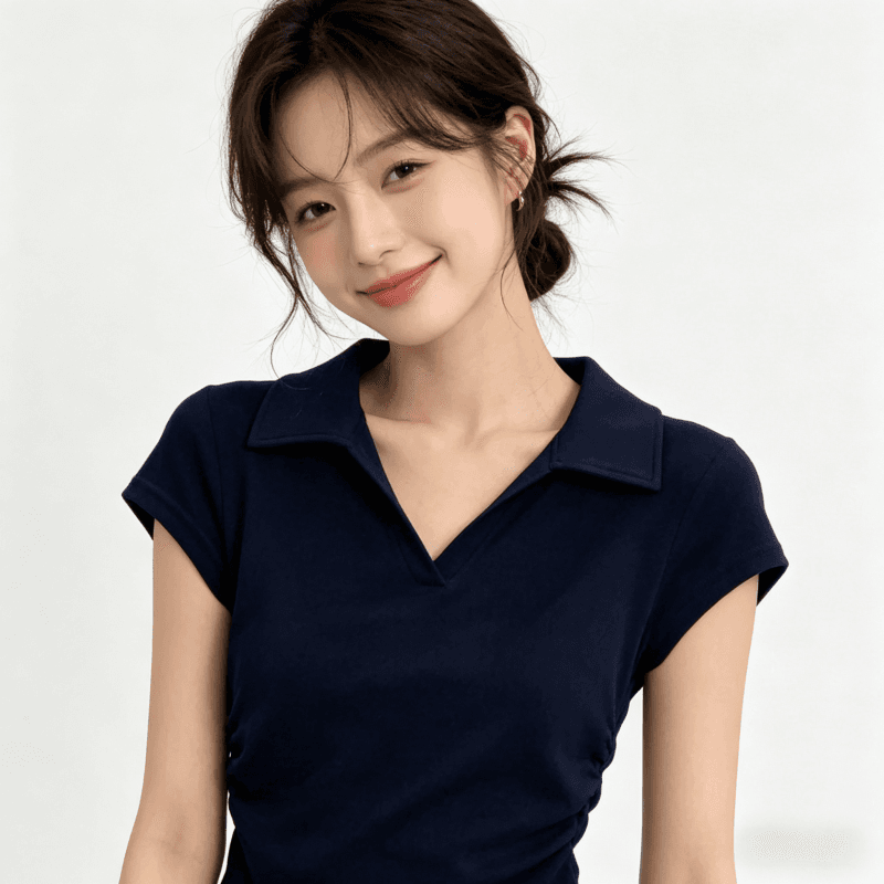 단색 쇼트 스타일 POLO 셔츠 반팔 여름 새로운 몸매 가꾸기 슬림해 보이는 맨위 한국 스타일 폴로 칼라 미니멀리즘 착용 가져 가라. 상세 이미지 12