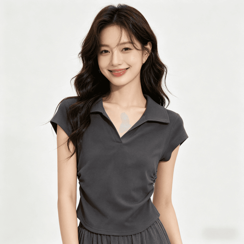 단색 쇼트 스타일 POLO 셔츠 반팔 여름 새로운 몸매 가꾸기 슬림해 보이는 맨위 한국 스타일 폴로 칼라 미니멀리즘 착용 가져 가라. 상세 이미지 19