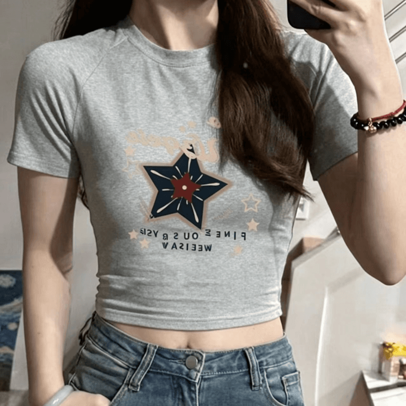 92 면 8 암모니아 Lun 40 210g 순면 몸매 가꾸기 쇼트 스타일 티셔츠 여성용 짧은 소매 상세 이미지 2