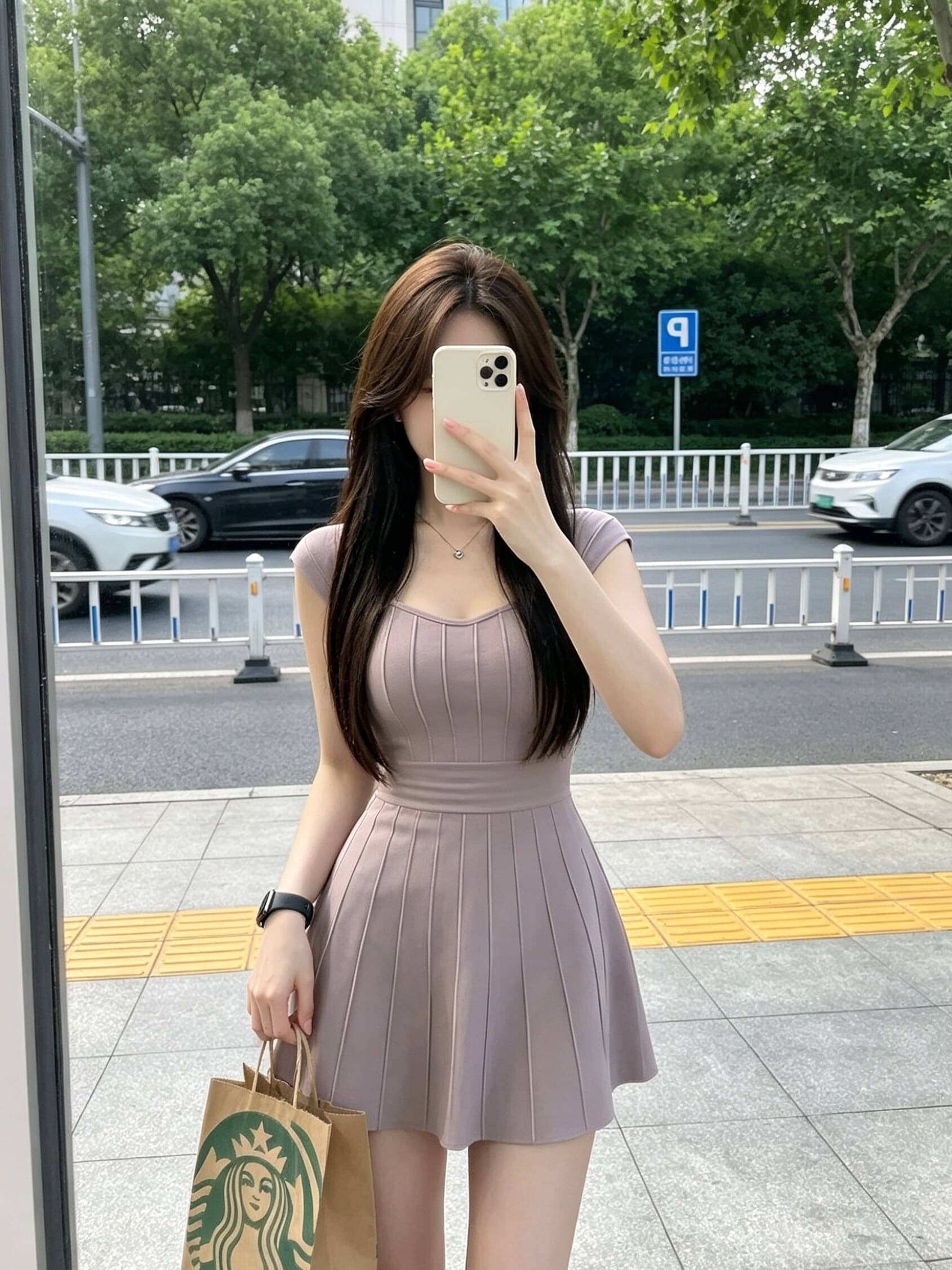 프랑스식 명문 여성 품격 슬립 여성 드레스 2026 여름 새로운 순수한 욕망 하이웨이스트 허리 수축 슬림해 보이는 한 마디 미니 스커트 상세 이미지 1