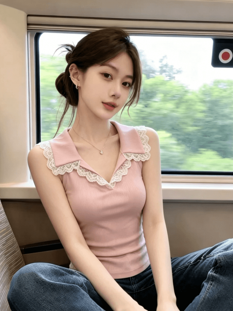 보존 섹션 추천 달콤한 핫걸 레이스 폴로 칼라 민소매 캐미솔 여름 새로운 연령 감소 외출용 맨위 이미지 3