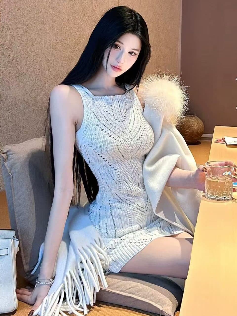 2026 여름 순수한 욕망 바람 니트 여성 드레스 고급 센스 핫픽스 작은 키 섹시함 핫걸 타이트 스커트