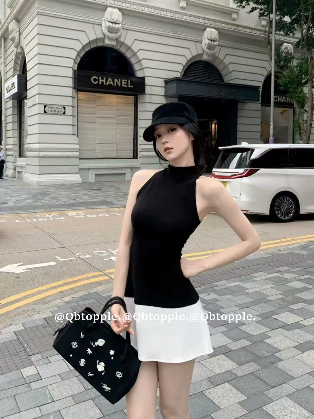 프랑스식 검정색 작은 샤넬 스타일 민소매 여성 드레스 여름 작은 키 고급 센스 명문 여성 품격 허리 수축 한 마디 미니 스커트 상세 이미지 4