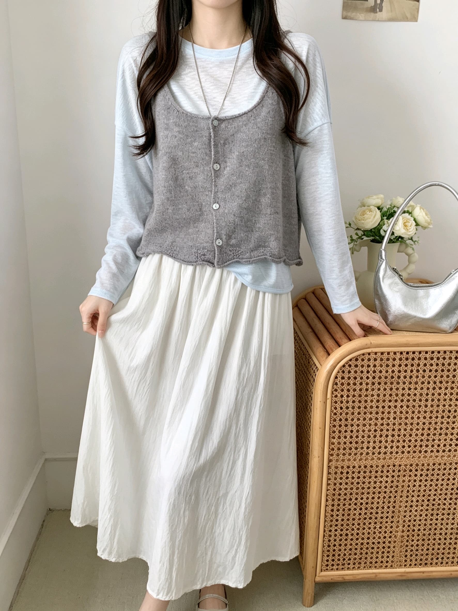 한 부서 달콤함 연령 감소 u 칼라 베스트 조끼 여성 이른 가을 훅 레이스 루즈핏 외부 가져 가라. 스택 착용 니트 슬립 맨위 상세 이미지 4
