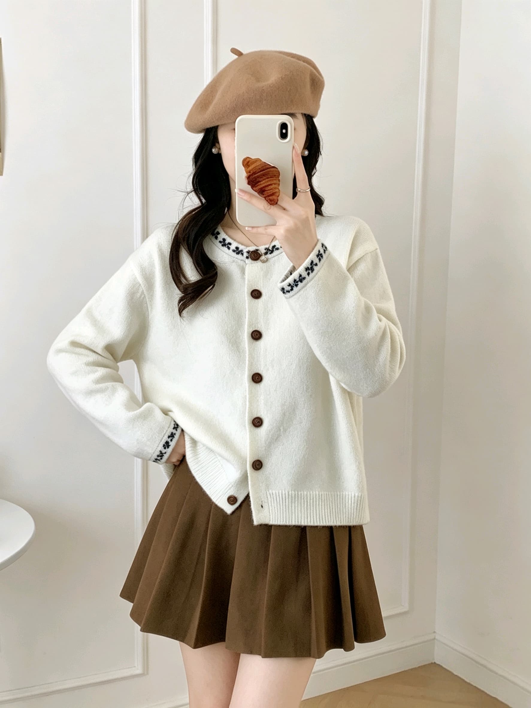 민족 스타일 회색 레트로 니트 오픈 가디건 여성 가을 2026 새로운 루즈핏 스웨터 코트 Chic 외부 잡아라. 의류 이미지 2