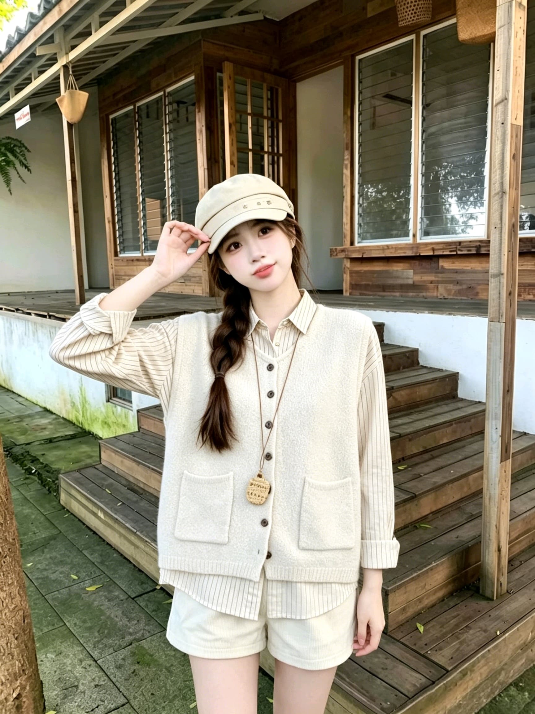 조끼 여자 가을 겨울 새로운 한국 스타일 루즈핏 단색 싱글 줄 버튼 보온 민소매 인사이드 가져 가라. 조끼 어깨 조끼 재킷 이미지 3