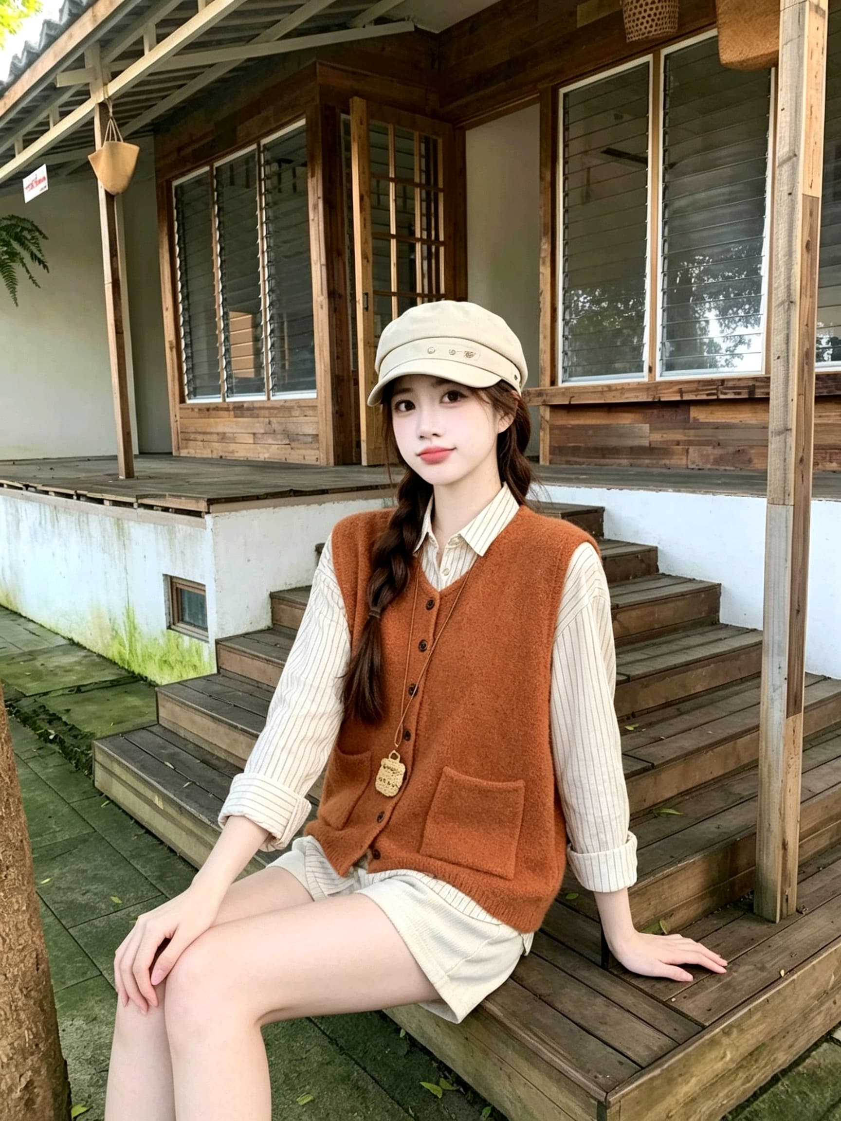 조끼 여자 가을 겨울 새로운 한국 스타일 루즈핏 단색 싱글 줄 버튼 보온 민소매 인사이드 가져 가라. 조끼 어깨 조끼 재킷 상세 이미지 5