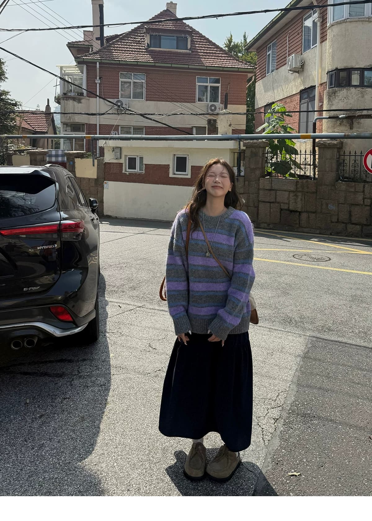 한 부서 배색 스트라이프 스웨터 2026 봄 가을 새로운 느긋한 느슨함 부드러운 찹쌀 풀오버 니트 스웨터 여성 상세 이미지 7