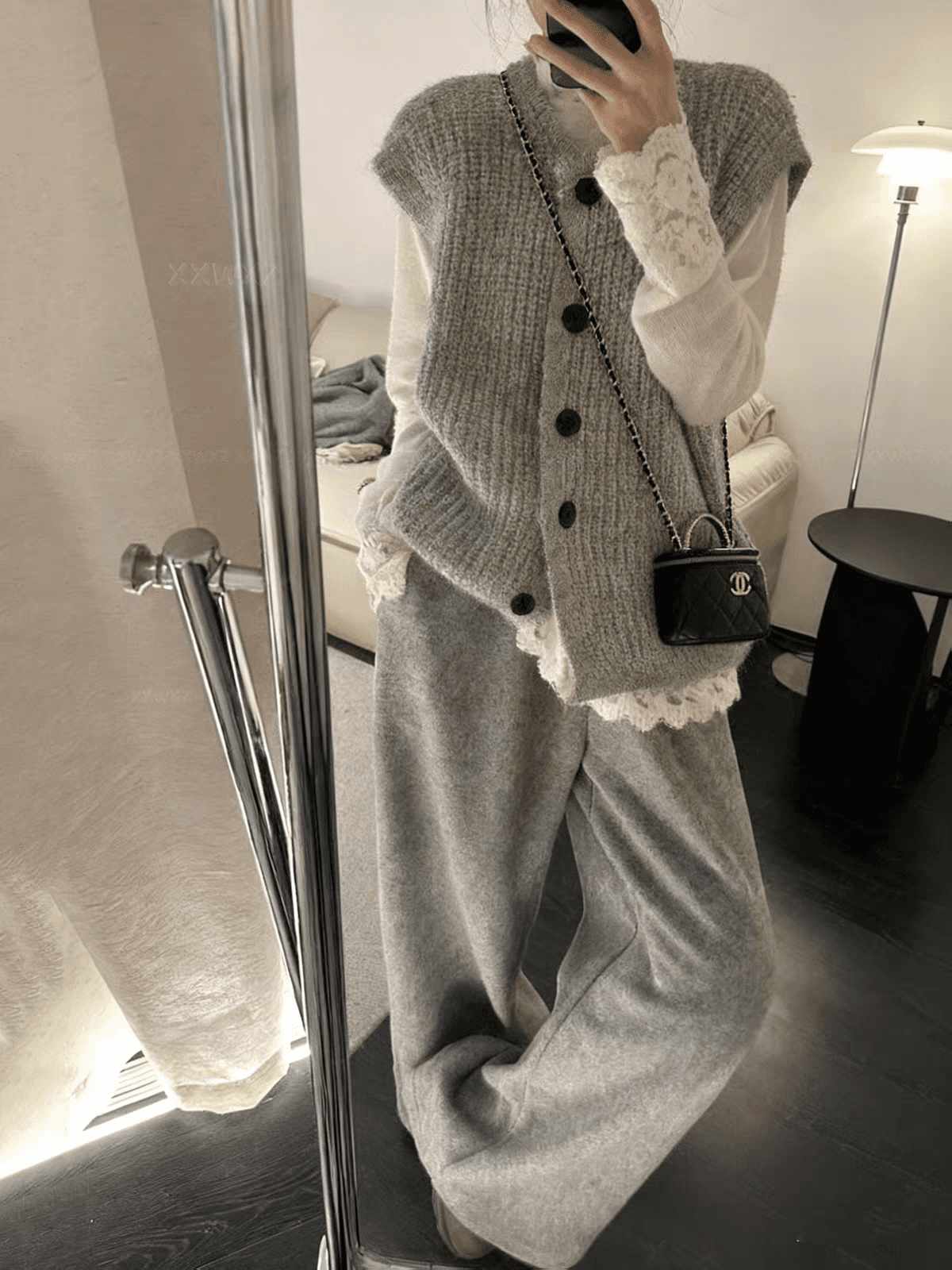 한국 동대문 가을 새로운 느긋한 바람 패션 트렌드 다용도 작은 대중 스택 착용 라운드 넥 민소매 베스트 맨위 상세 이미지 3