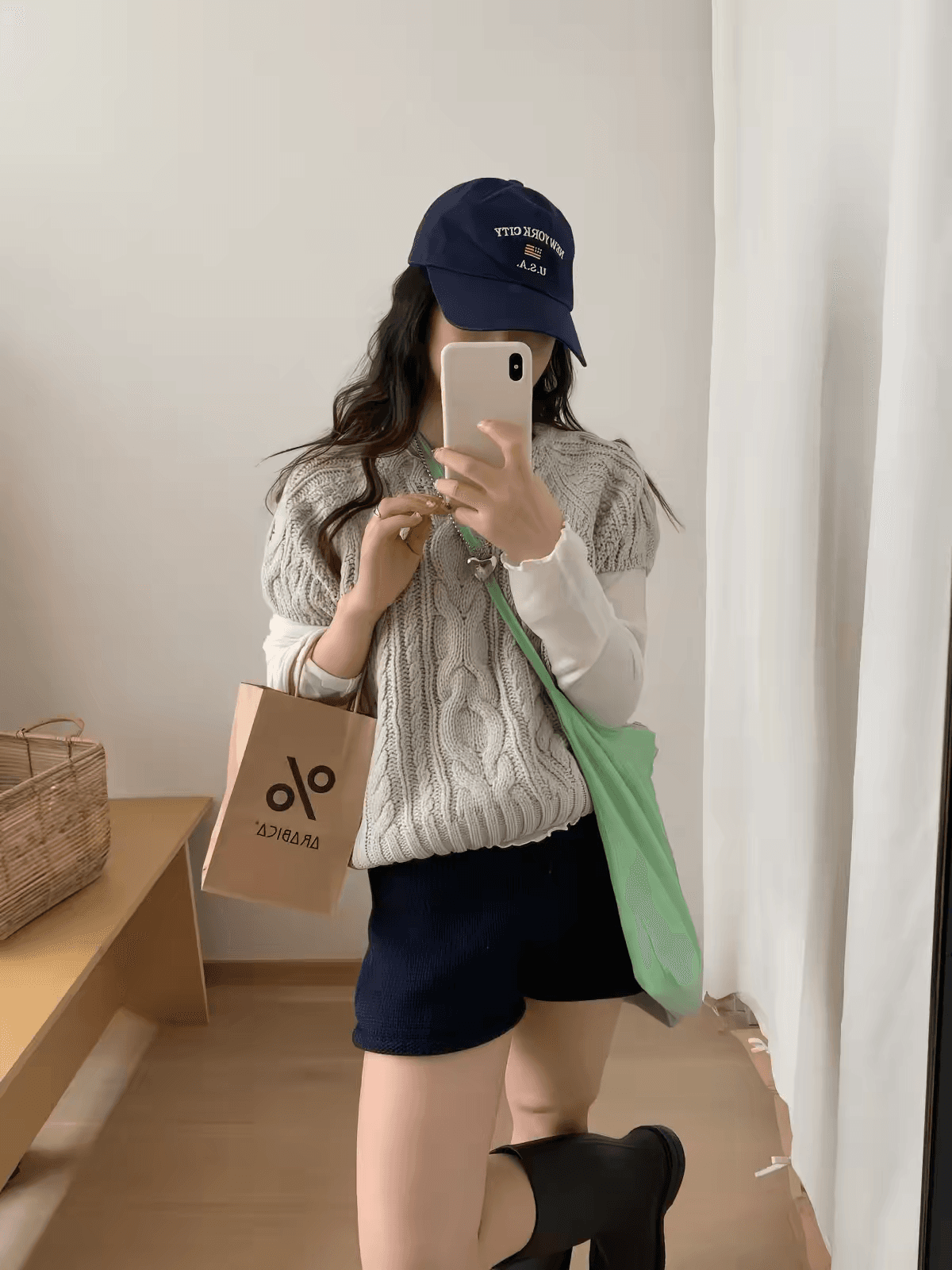 한 부서 작은 대중 레트로 마 무늬 반팔 니트 베스트 조끼 여성 이른 가을 새로운 루즈핏 스택 착용 스웨터 맨위 상세 이미지 6