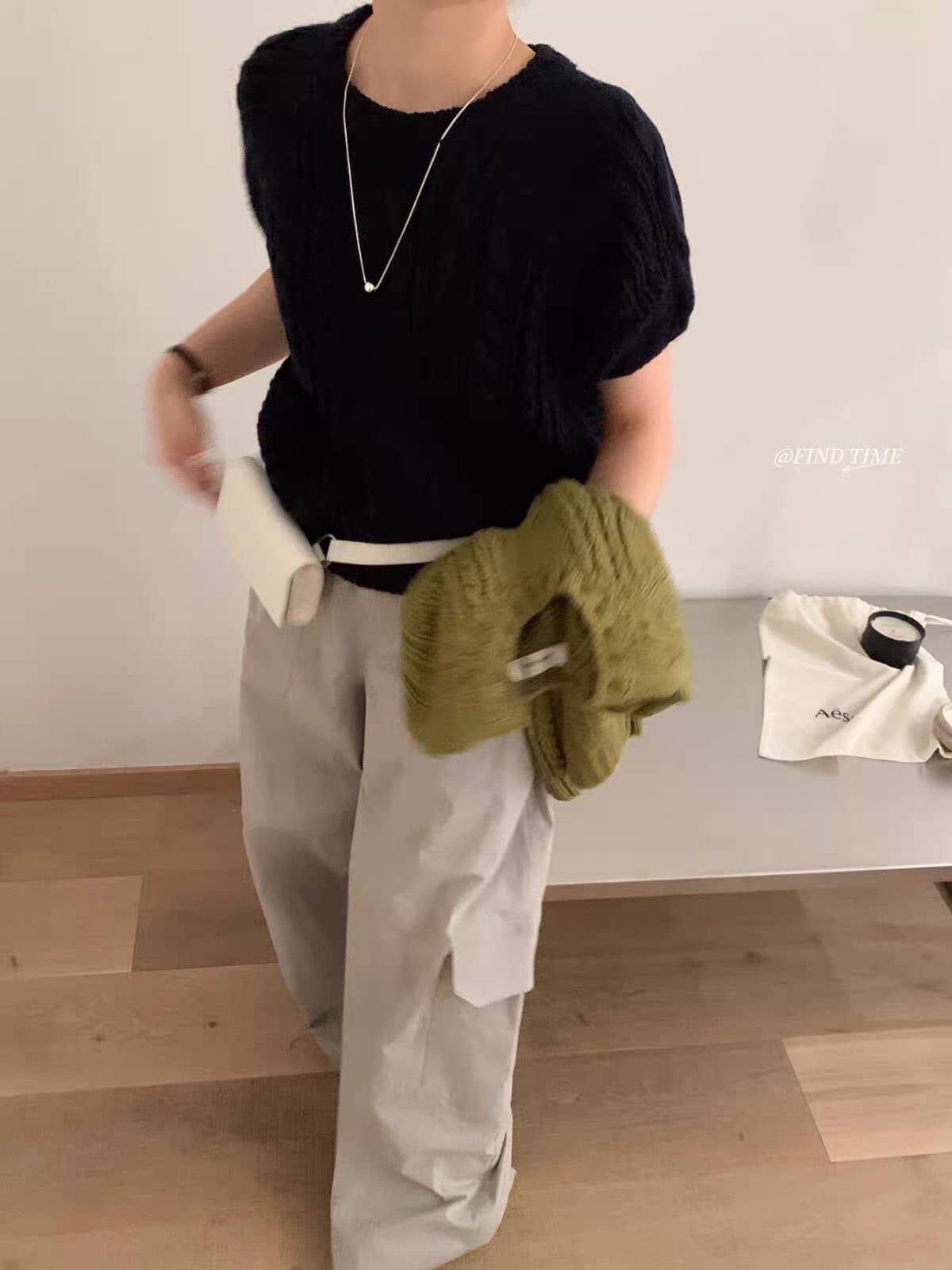 한 부서 작은 대중 레트로 마 무늬 반팔 니트 베스트 조끼 여성 이른 가을 새로운 루즈핏 스택 착용 스웨터 맨위 상세 이미지 13