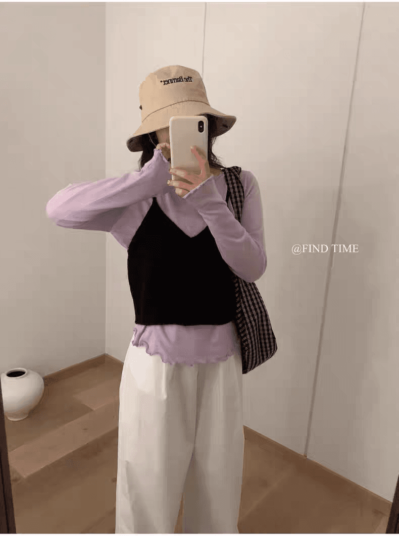 이른 가을 새로운 20 양모 뒤로 레이스업 니트 슬립 조끼 스택 착용 베스트 ins 소녀 귀여운 디자인 센스 이미지 4