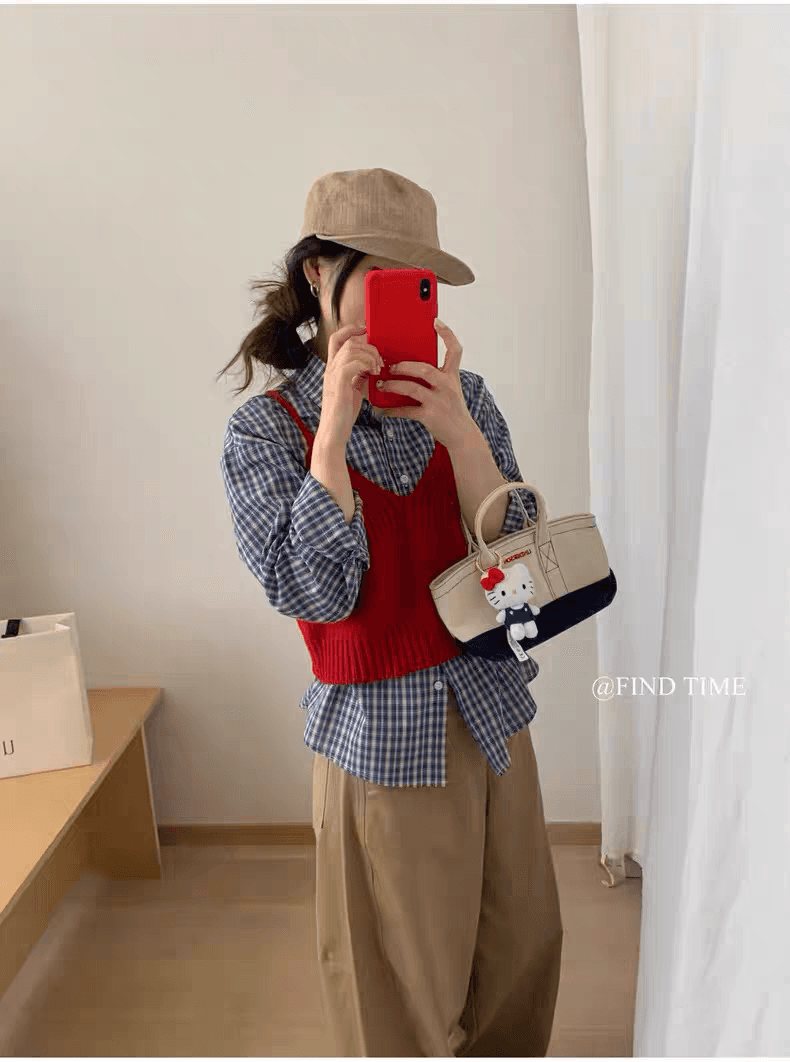 이른 가을 새로운 20 양모 뒤로 레이스업 니트 슬립 조끼 스택 착용 베스트 ins 소녀 귀여운 디자인 센스 상세 이미지 5