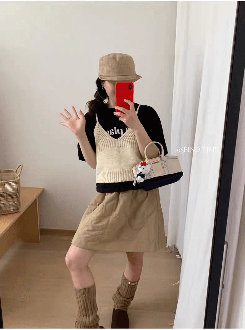 이른 가을 새로운 20 양모 뒤로 레이스업 니트 슬립 조끼 스택 착용 베스트 ins 소녀 귀여운 디자인 센스 상세 이미지 12