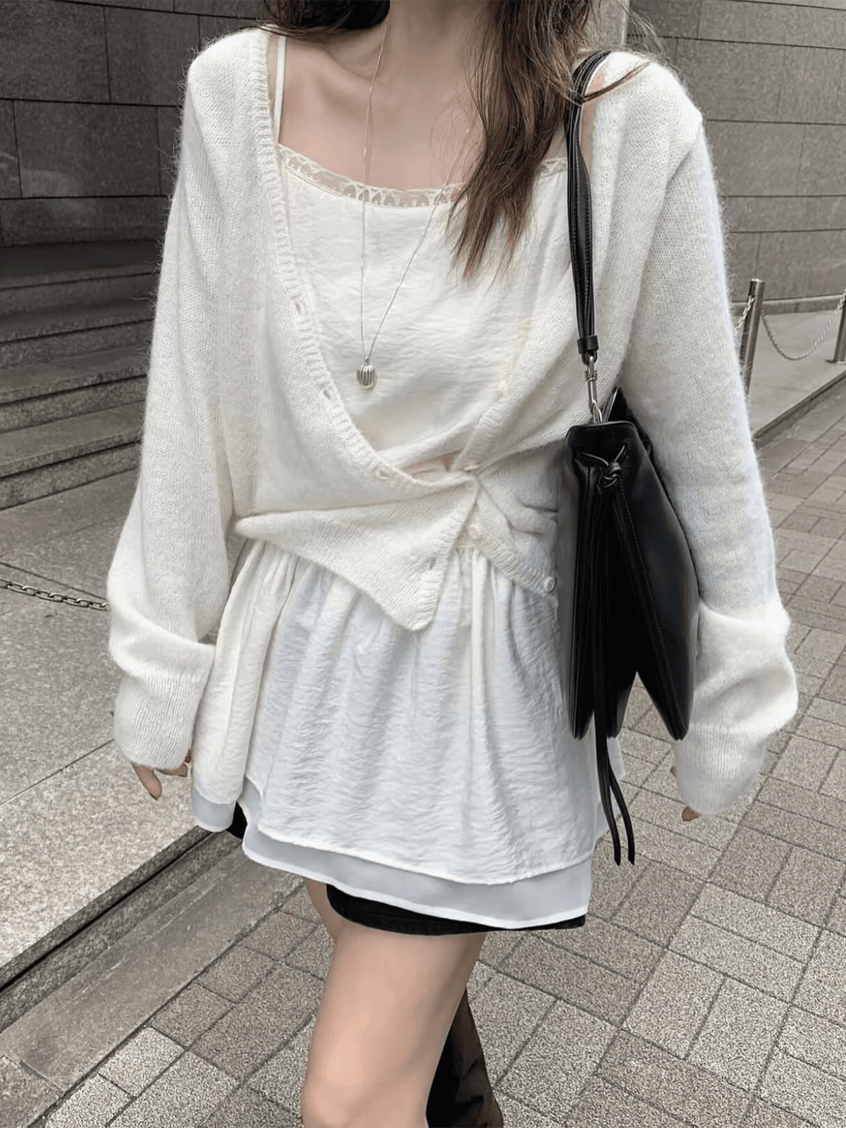 한국 chic 가을 프랑스식 부드러운 바람이 아닙니다. 규칙 부서 버클 다용도 긴팔 부드러운 찹쌀 니트 스웨터 스웨터 여성 코트 상세 이미지 4