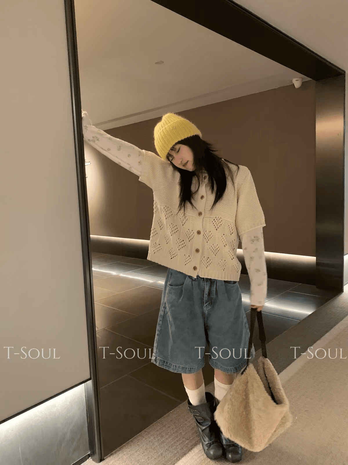 신선함 신선함 달콤함 느긋한 와 성별 부드러운 한 부서 다용도 디자인 센스 니트 오픈 가디건 상세 이미지 4