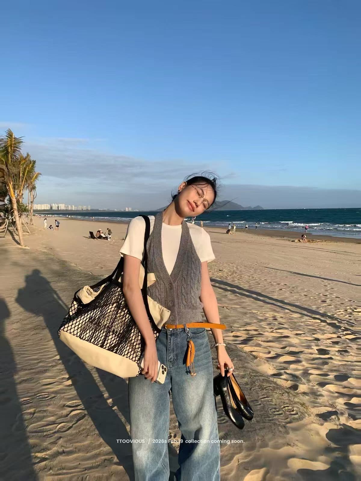 가을 켜기 새로운 인터넷 유명인 폭발 한 부서 디자인 센스 꽈배기 백리스 행침 목 조끼 니트 스웨터 상세 이미지 3