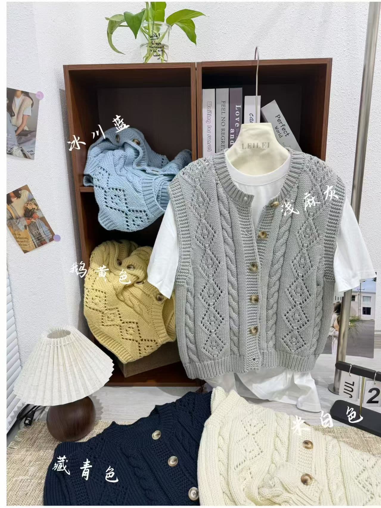 부드러운 찹쌀 느긋한 바람 마 무늬 니트 오픈 가디건 여성 조기 가을 겨울 외부 가져 가라. 루즈핏 스택 착용 민소매 베스트 조끼 맨위 이미지 3