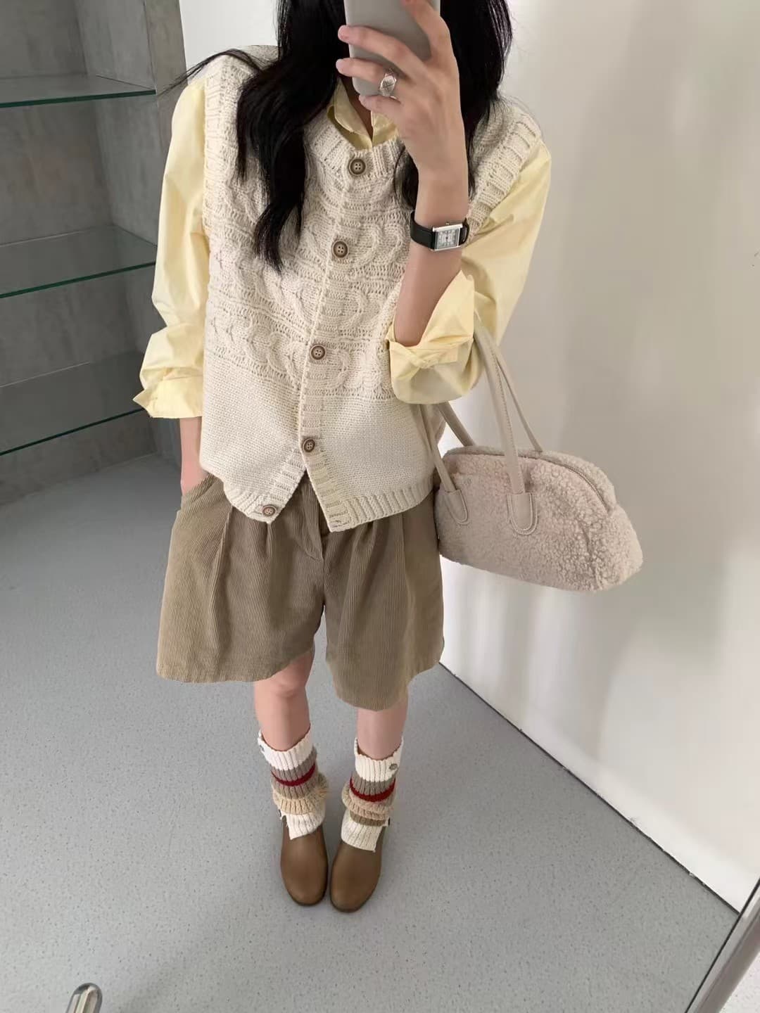 레트로 니트 조끼 여자 꽈배기 스택 착용 조끼 외부 가져 가라. 민소매 외부 가져 가라. 니트 스웨터 달콤함 일본식 가을 겨울 이미지 4