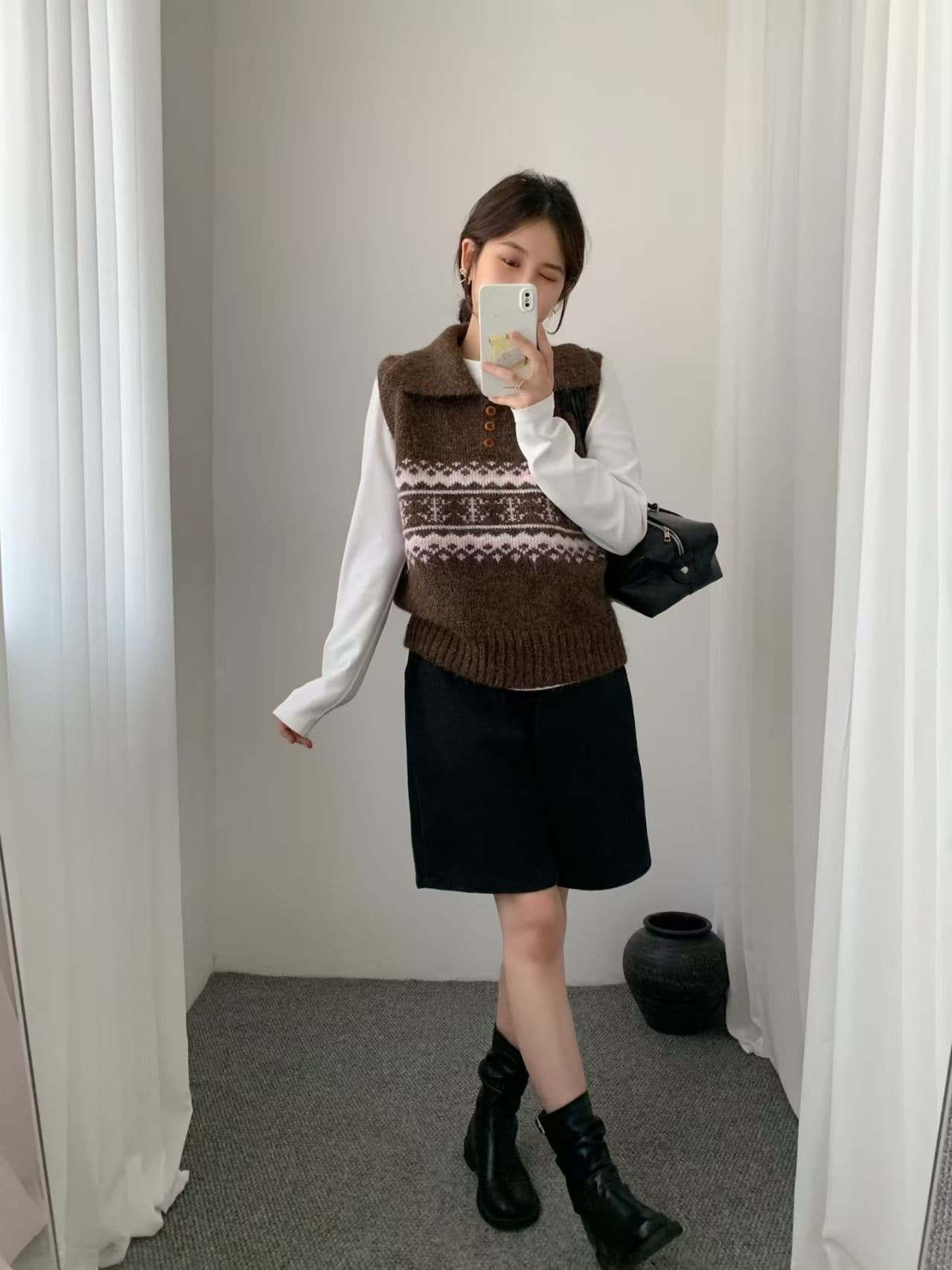 공정한 섬 POLO 칼라 조끼 여자 가을 겨울 2026 가을 새로운 와이드 부드러운 찹쌀 풀오버 니트 스웨터 베스트 맨위 상세 이미지 5