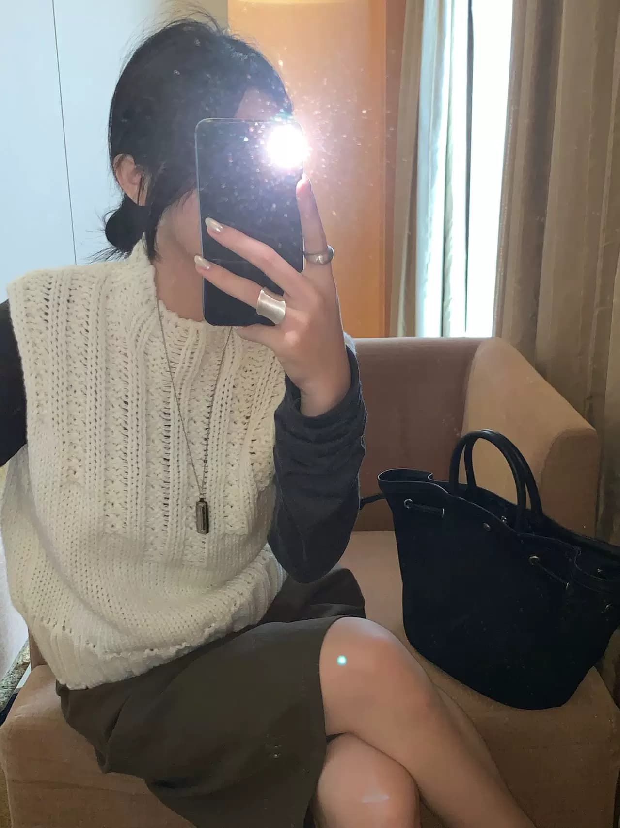 반하이넥 맨위 조끼 베스트 어깨 스택 바늘 짠 셔츠 풀오버 스웨터 여자 가을 2026 새로운 고급 센스 상세 이미지 5