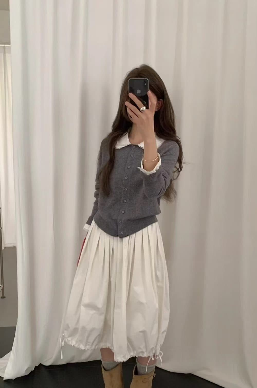 한 부서 달콤한 스타일 가을 새로운 2026 베이비 칼라 패치워크 슬림해 보이는 다용도 스웨터 오픈 가디건 여성 상세 이미지 1