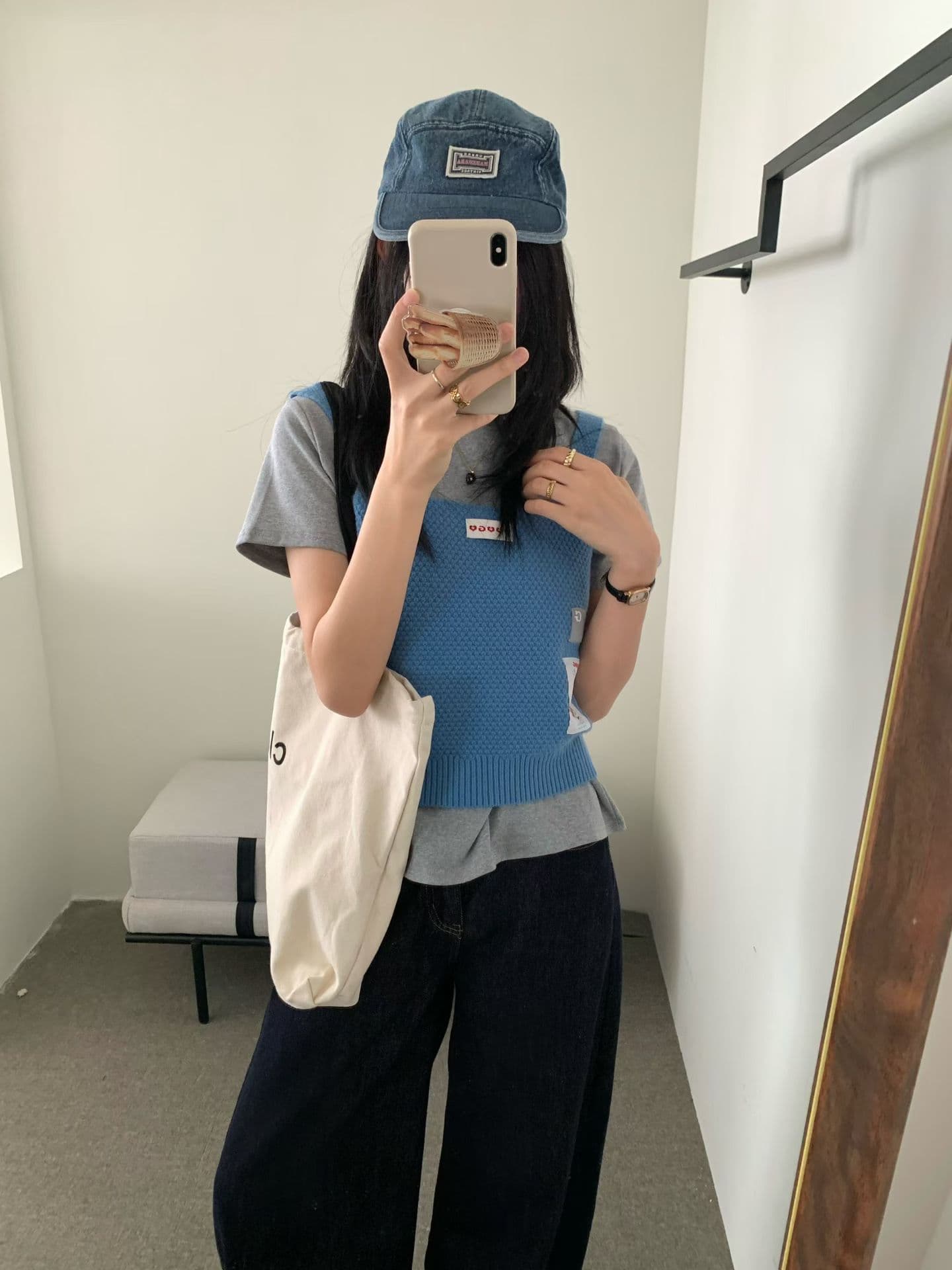 새로운 스택 착용 분위기 센스 단색 낭만주의 광장 칼라 몸매 가꾸기 양모 편집 패치 니트 조끼 상세 이미지 10