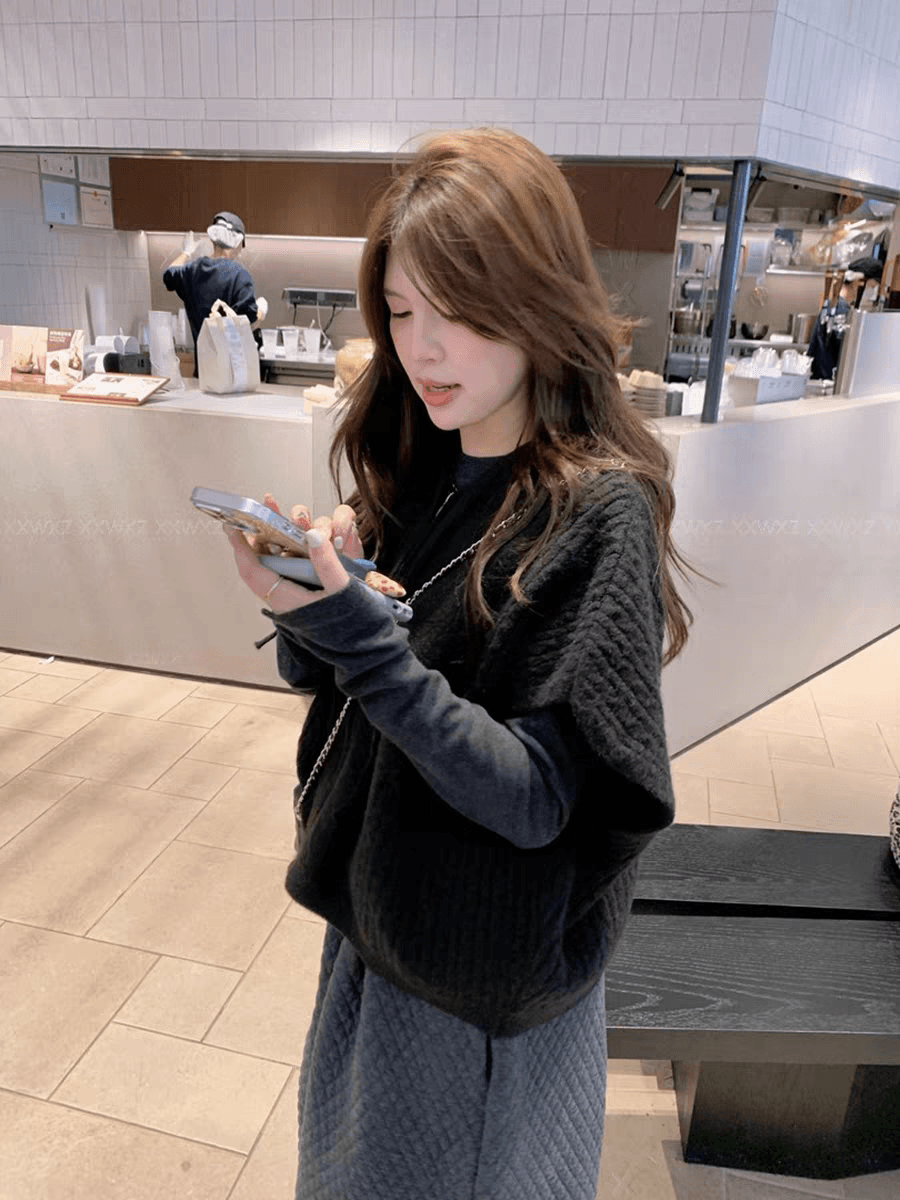 한국 동대문 가을 겨울 새로운 한 부서 지퍼 후드 니트 여성 코트 루즈핏 외출용 민소매 스웨터 조끼 이미지 2