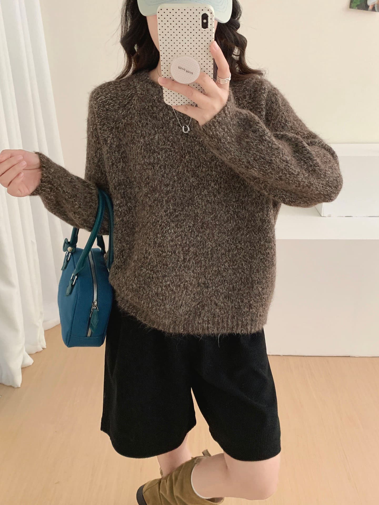 miu 부서 우유 fufu 스웨터 여자 느긋한 바람 고급 센스 겨울 착용 가져 가라. 루즈핏 두꺼운 보온 니트 스웨터 재킷 이미지 2