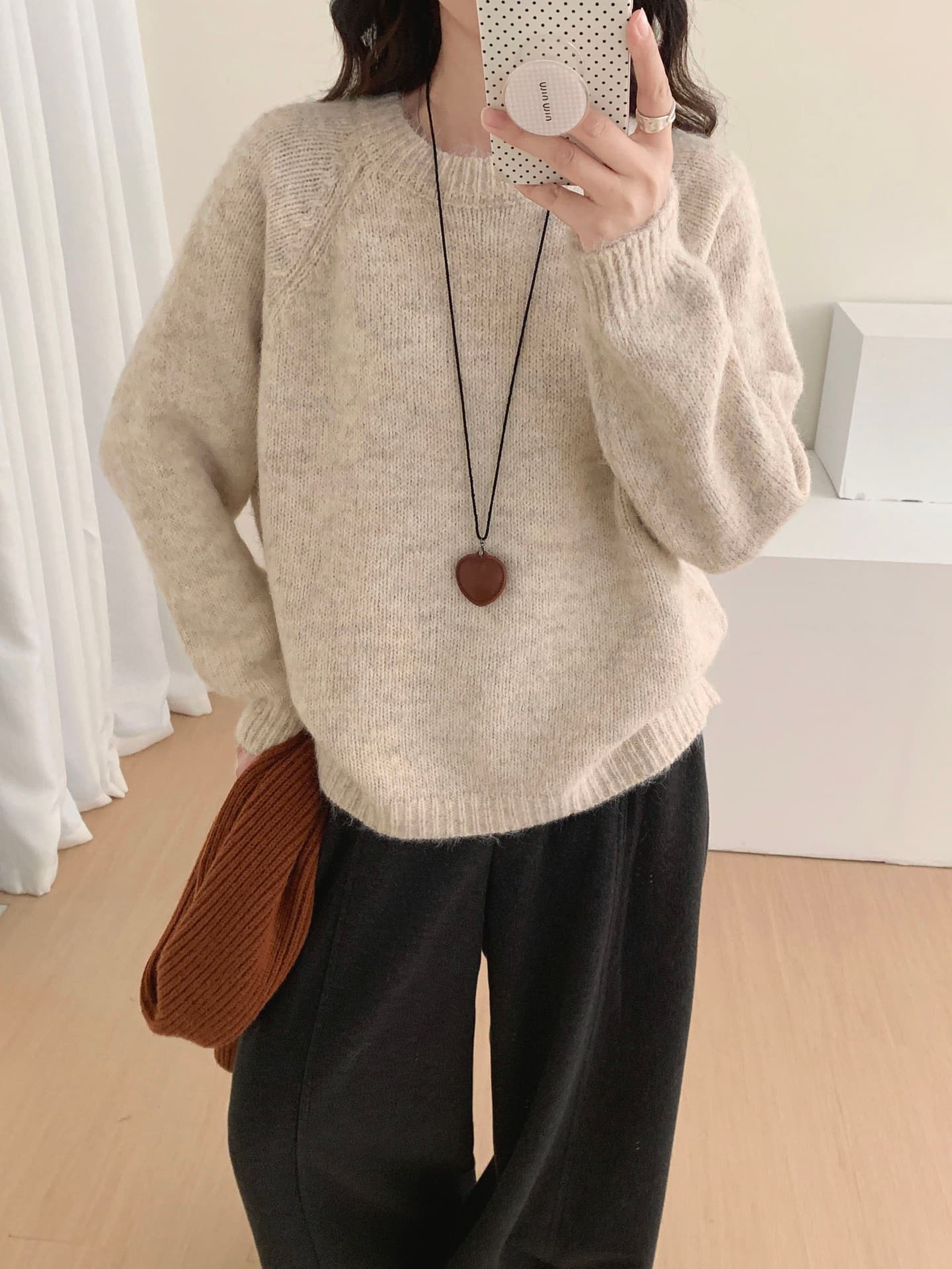 miu 부서 우유 fufu 스웨터 여자 느긋한 바람 고급 센스 겨울 착용 가져 가라. 루즈핏 두꺼운 보온 니트 스웨터 재킷 상세 이미지 2