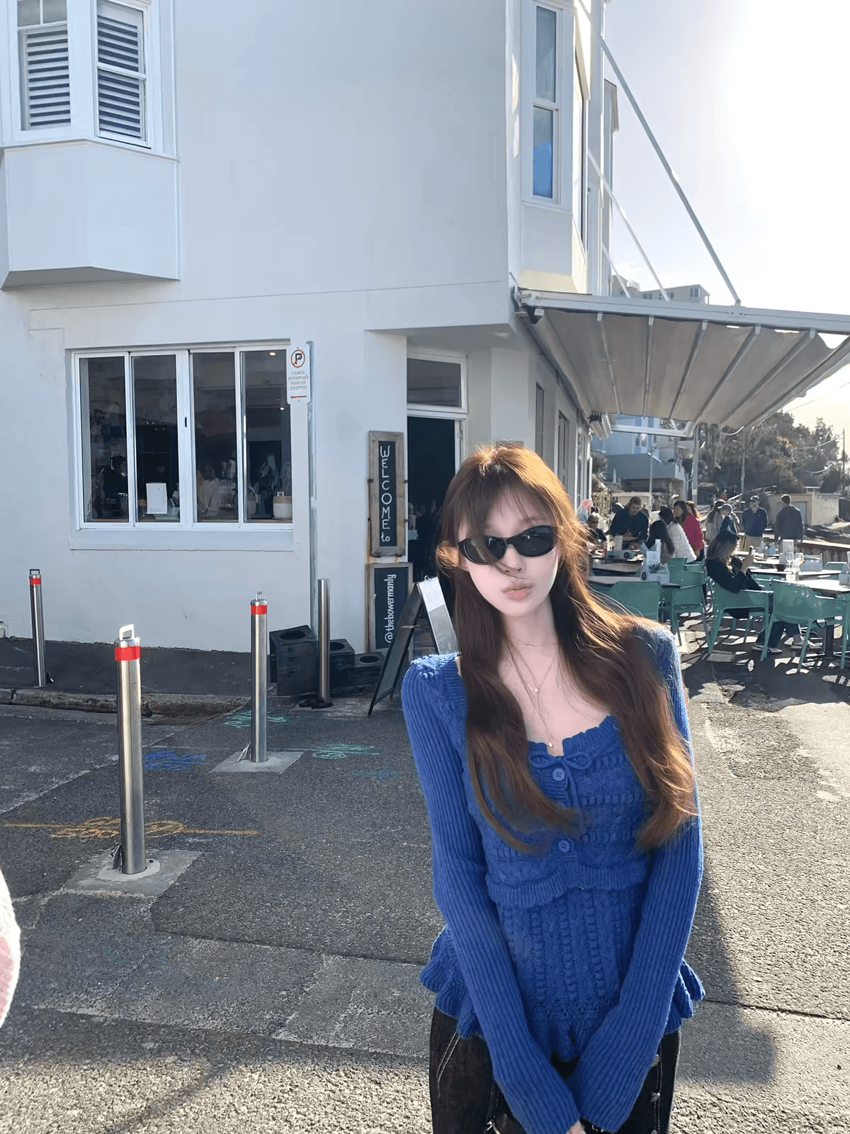 suuuicee 니켈 예 손 편지 이중층 니트 질감 패치워크 순수한 욕망 부서 벨트 측면 칼라 트위스트 꽃 풀오버 이미지 4