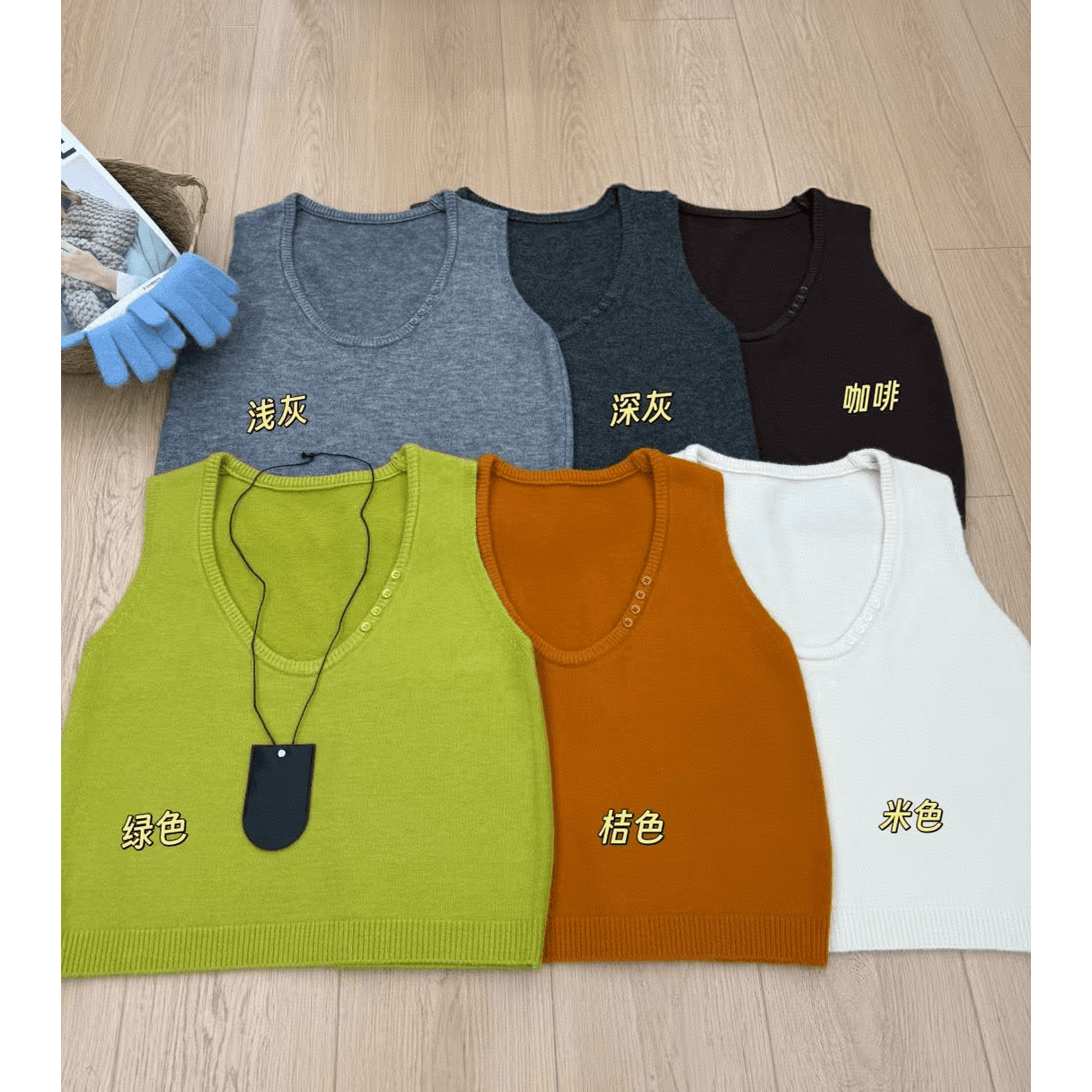 한 부서 미니멀리즘 측면 버클 u 칼라 스웨터 조끼 여성 가을 겨울 새로운 인사이드 가져 가라. 스택 착용 루즈핏 민소매 니트 베스트 트렌디 이미지 5