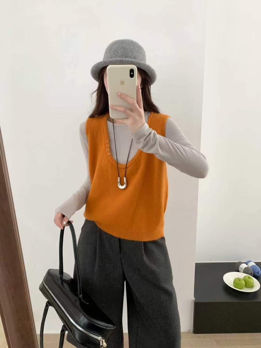 한 부서 미니멀리즘 측면 버클 u 칼라 스웨터 조끼 여성 가을 겨울 새로운 인사이드 가져 가라. 스택 착용 루즈핏 민소매 니트 베스트 트렌디 상세 이미지 8