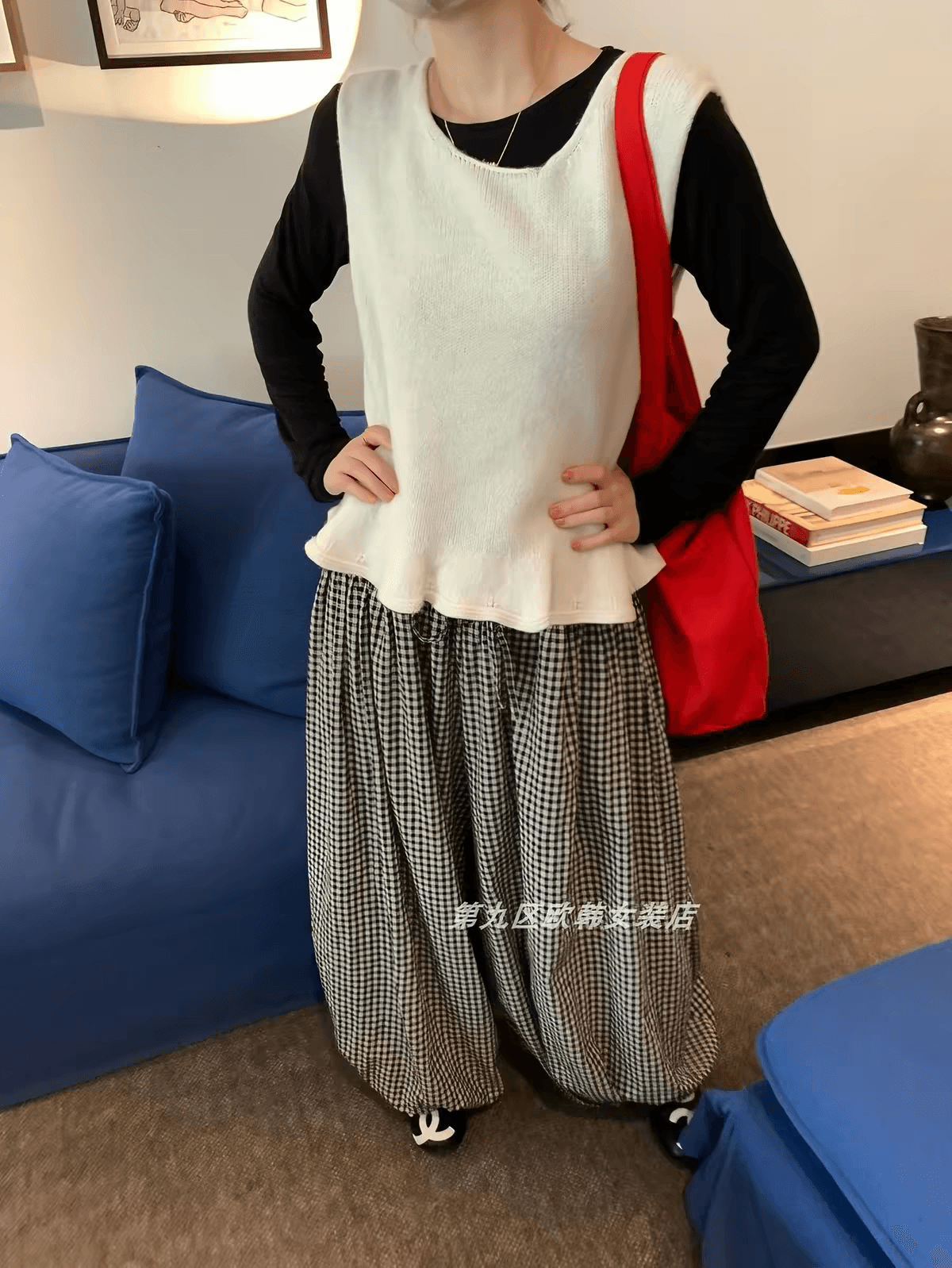 한 부서 연령 감소 스택 착용 민소매 양모 니트 스웨터 여성 26 이른 가을 새로운 다용도 프릴 품격 조끼 맨위
