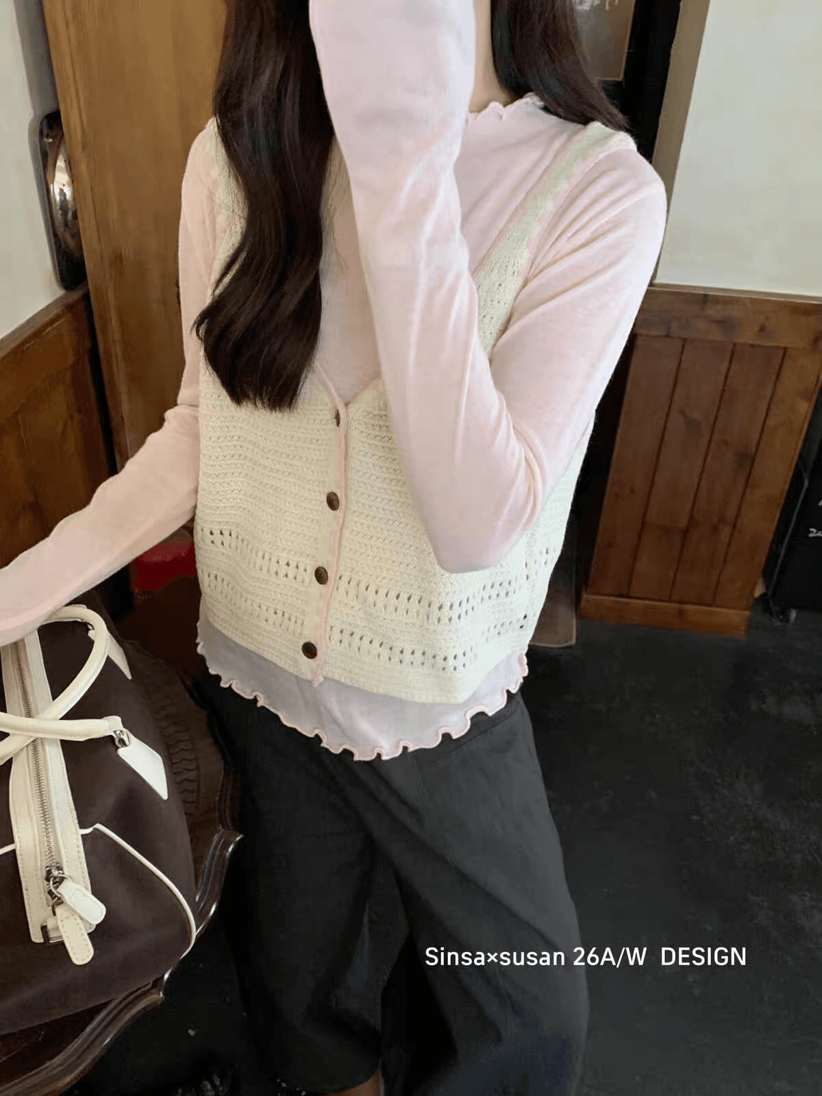 sinsa susan- 폭발 작은 베스트 계속 한 부서 느슨함 센스 부드러운 찹쌀 찹쌀 얇은 벨트 니트 베스트 si956 상세 이미지 5