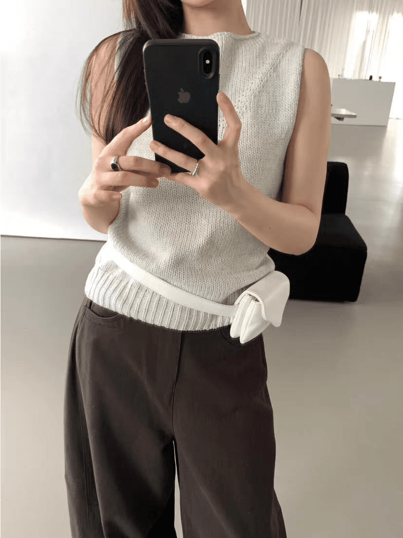 lovely 한 부서 라운드 넥 스웨터 조끼 여자 2026 이른 가을 새로운 슬림해 보이는 다용도 조끼 맨위 트렌디 상세 이미지 3