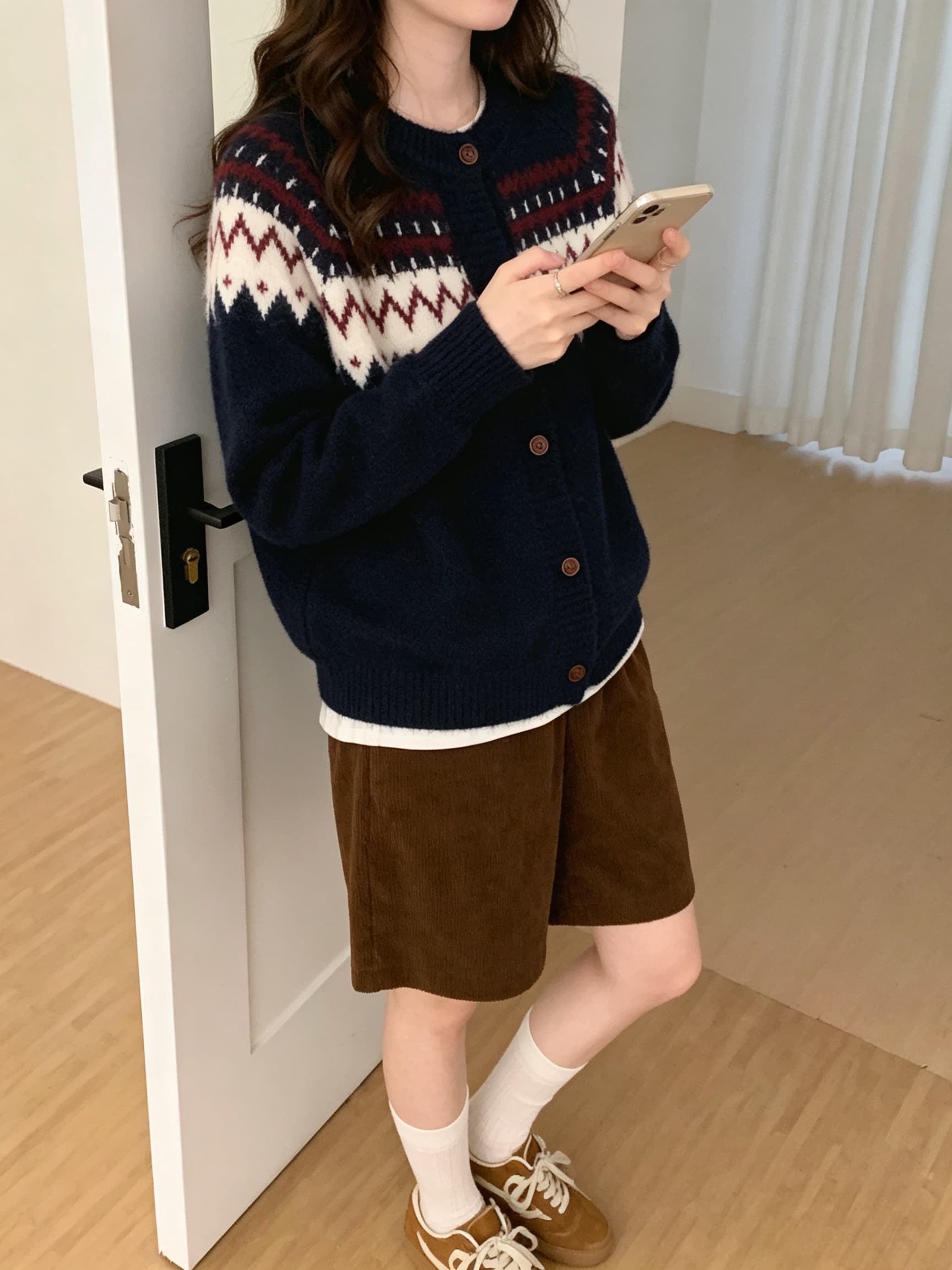 한 부서 문예 레트로 라운드 넥 니트 오픈 가디건 여성 가을 겨울 새로운 루즈핏 다용도 스웨터 코트 부드러운 찹쌀 맨위 트렌디 상세 이미지 4