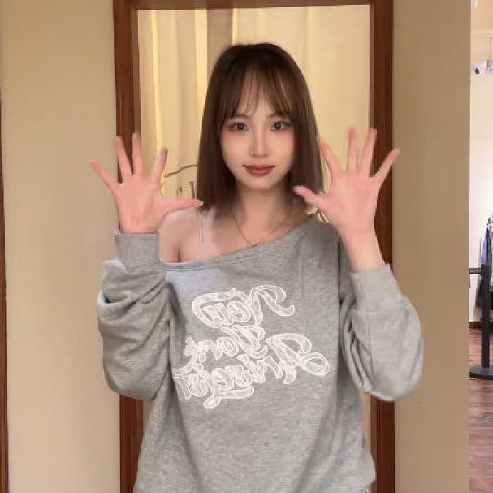 비스듬한 칼라 남자 바 면 이후 패키지 칼라 프린트 긴팔 후드티 여성 이미지 3