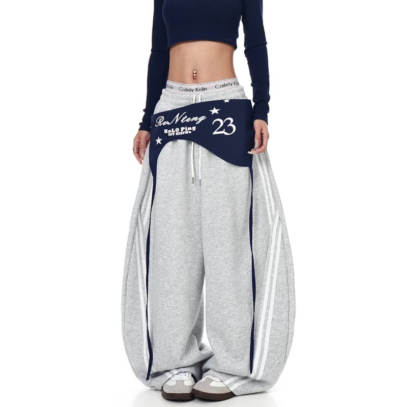 s-2xl 원본 순수한 Mianhua 면 복합 원단 아니요 철거 랩스커트팬츠 측면 당겨서 바 웨이 바지 아이들 루즈핏 캐주얼 이미지 2