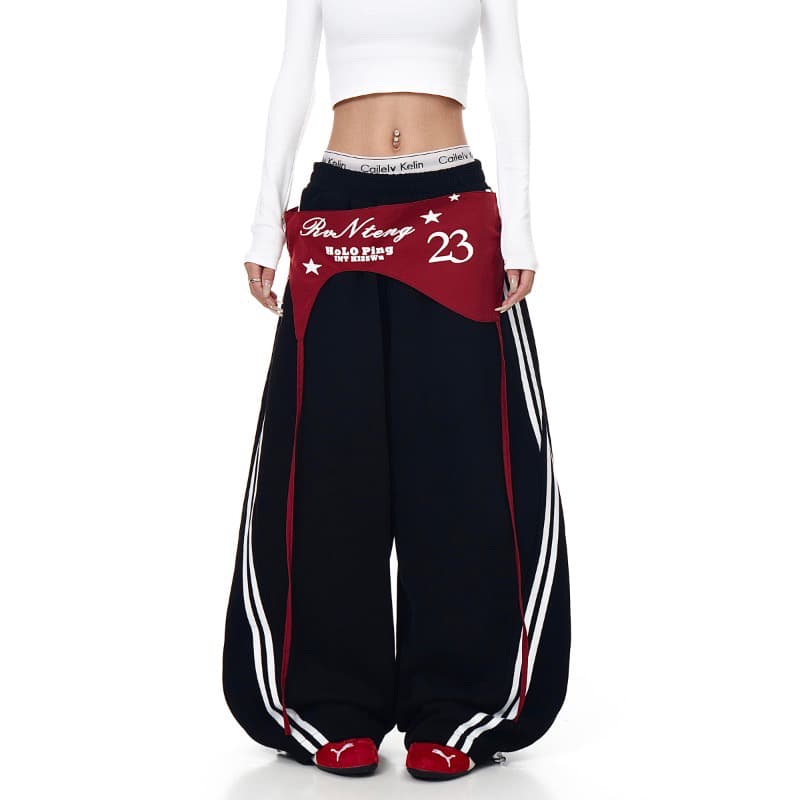 s-2xl 원본 순수한 Mianhua 면 복합 원단 아니요 철거 랩스커트팬츠 측면 당겨서 바 웨이 바지 아이들 루즈핏 캐주얼 이미지 3
