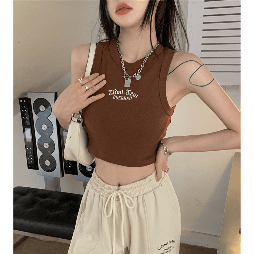 얼음 실크 리브 쇼트 스타일 인사이드 가져 가라. 조끼 여성 여름 핫걸 몸매 가꾸기 외출용 민소매 슬립 이미지 5