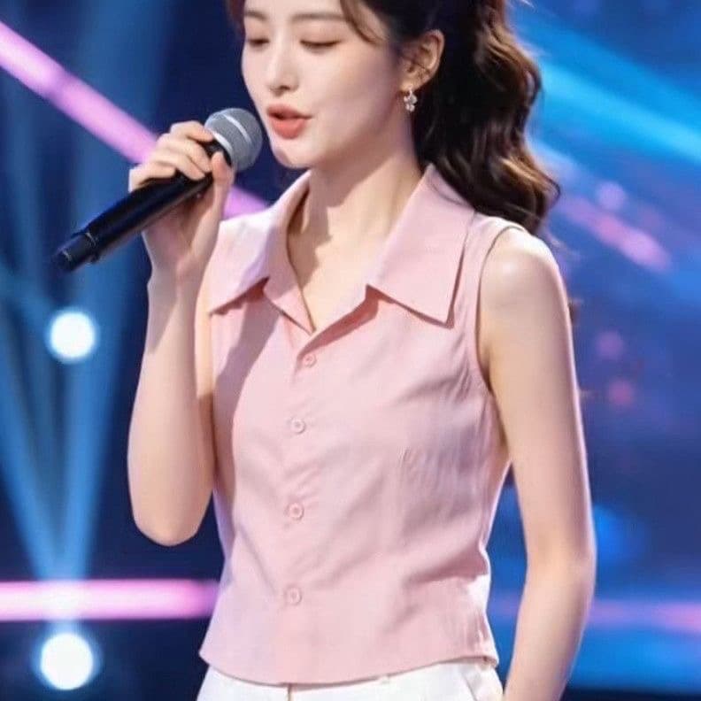 프랑스식 고급 센스 핑크색 민소매 여성 셔츠 2026 년 여름 폴로 칼라 싱글 줄 버튼 슬림해 보이는 출퇴근 다용도 맨위 상세 이미지 5