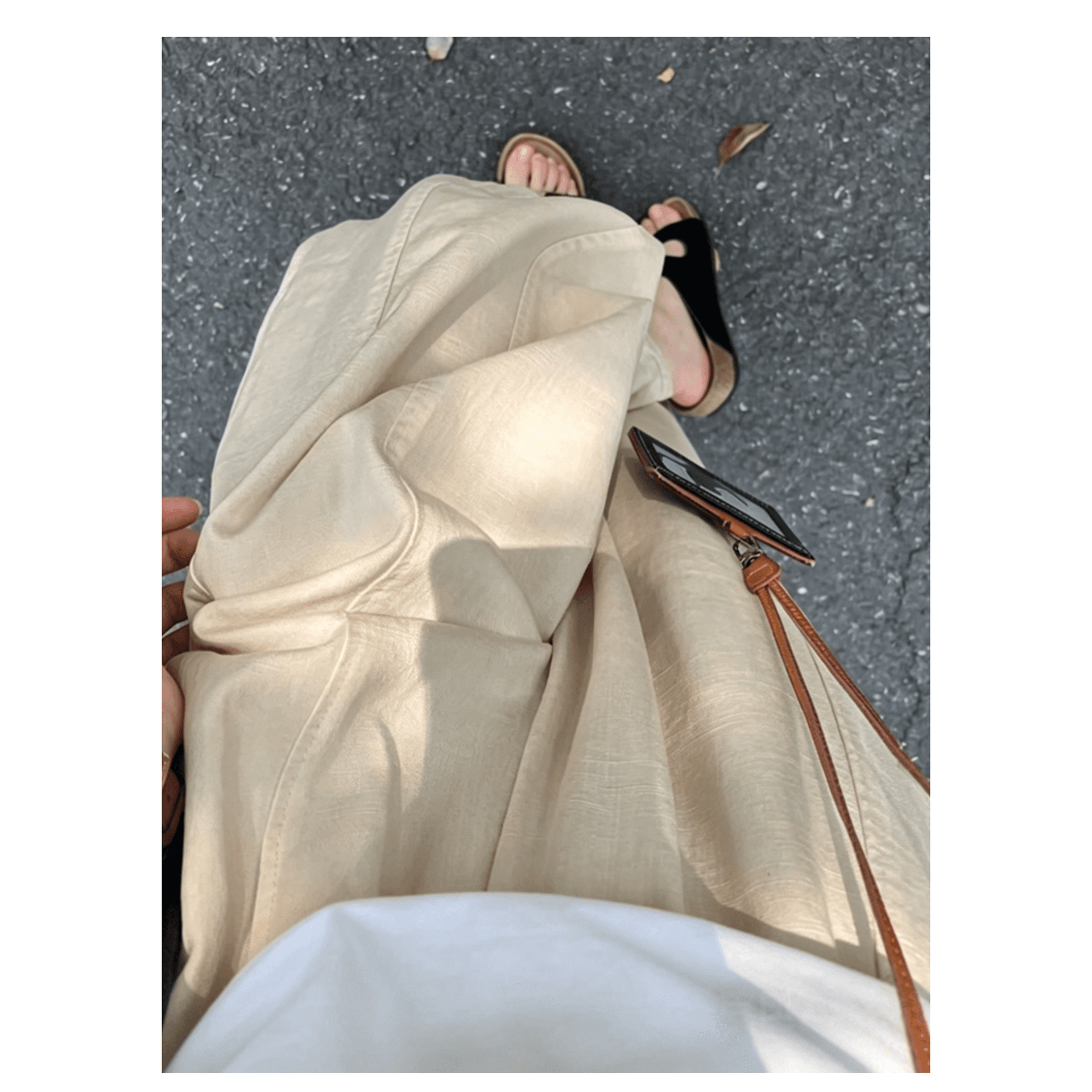 화이트 모통이 칼 와이드 레깅스 바지 여름 얇은 스타일 루즈핏 느긋한 캐주얼 바지 하이웨이스트 슬림해 보이는 캐주얼 면 린넨 풍선 바지 이미지 5