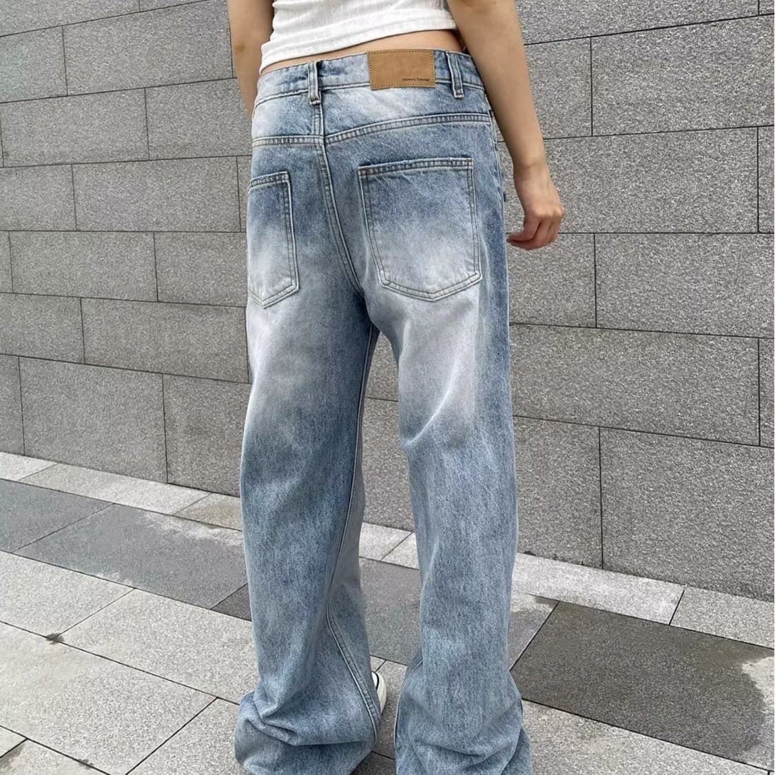 봄 여름 트렌드 한국 스타일 악당 잘 생긴 워싱 연삭 화이트 파란색 찢어진 부분 잉글랜드 바지 청년 남성 캐주얼 청바지 여성 상세 이미지 4