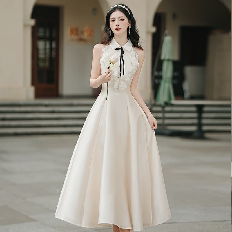 실사 miu 부서 부유 한 가족 천 금 구슬 빛 고급 센스 퍼프 드레스 허리 수축 요정 치마 이미지 4