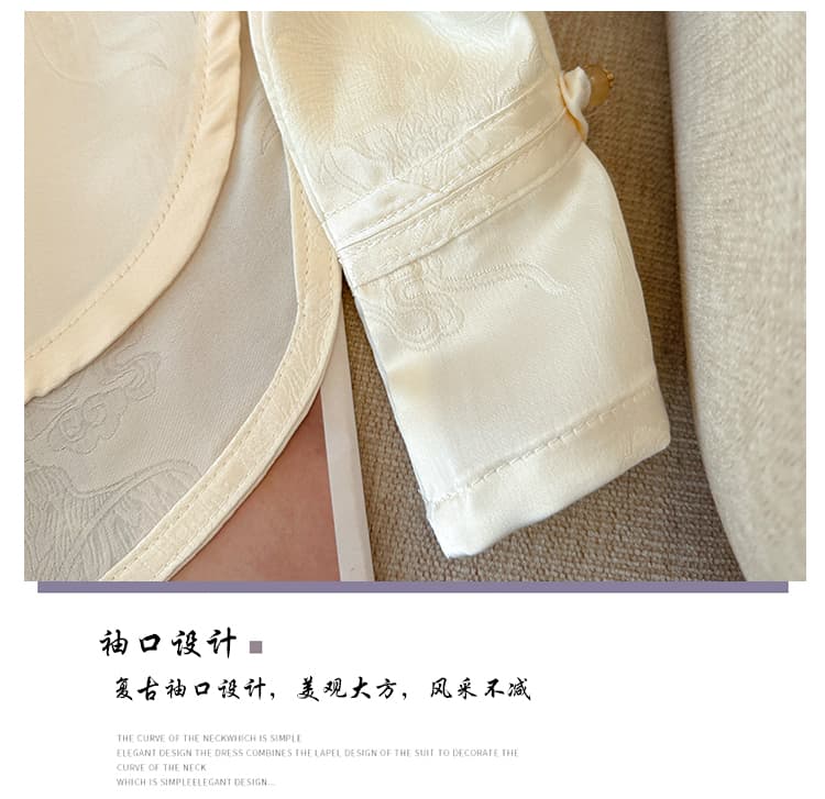 실사 새로운 중식 베스트 인사이드 가져 가라. 만나는 국풍 맨위 여성 봄 가을 외출용 싱글 착용 작은 셔츠 티셔츠 라운드 넥 상세 이미지 4