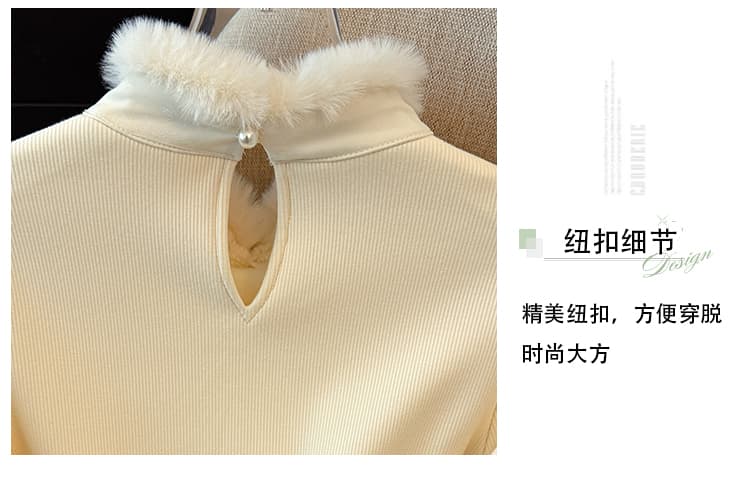실사 새로운 중식 국풍 스탠드 칼라 만나는 자수 털이 있고 두꺼운 맨위 일상 좋은 착용 인사이드 가져 가라. 상세 이미지 10