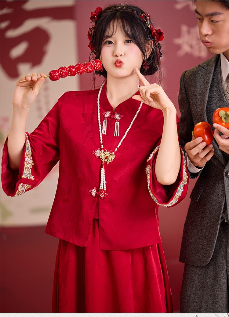 실사 토스트 서비스 신부 빨간색 세트 고급 센스 참여 옷 새로운 중식 캐비닛에서 보여주기 와우 서비스 결혼 서비스 결혼 상세 이미지 15