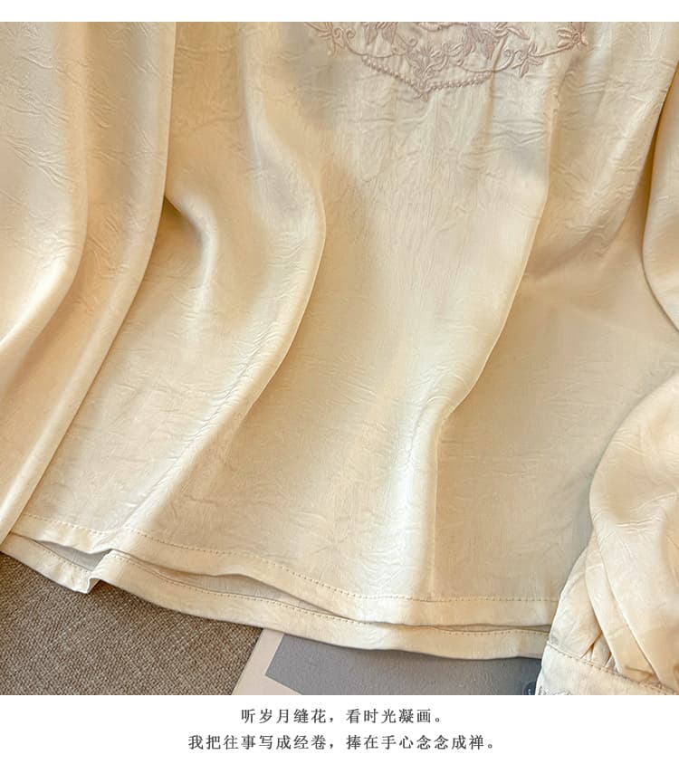 실사 새로운 중식 스탠드 칼라 단추 무거운 작업 자수 맨위 국풍 품격 긴팔 셔츠 봄 가을 상세 이미지 18